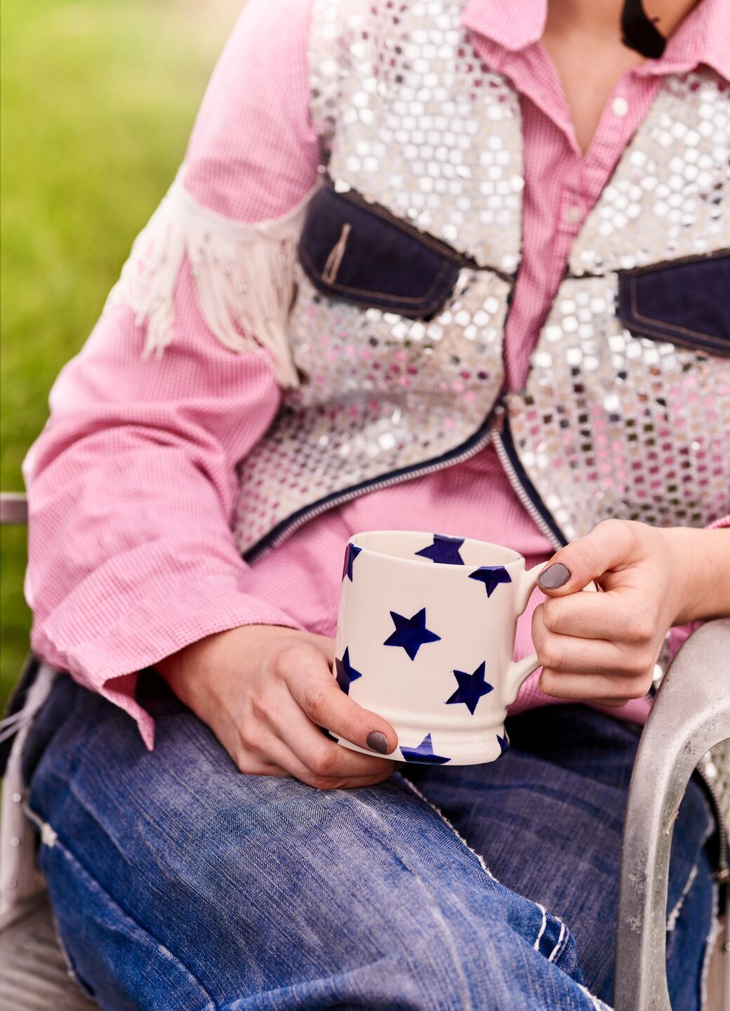 Blue Star 1/2 Pint Mug Unique Handmade & Handpainted English Earthenware Tea/Coffee Mug Emma Bridgewater