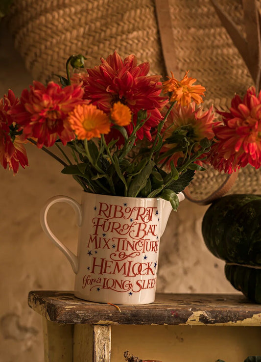 Emma Bridgewater A bottomless cauldron of mimosas will not, unfortunately, keep refilling guests glasses at your Halloween party. Thankfully, this Halloween Toast Medium Straight Jug will. Make your elixir too strong though and it wont be our recipe on the jugs side