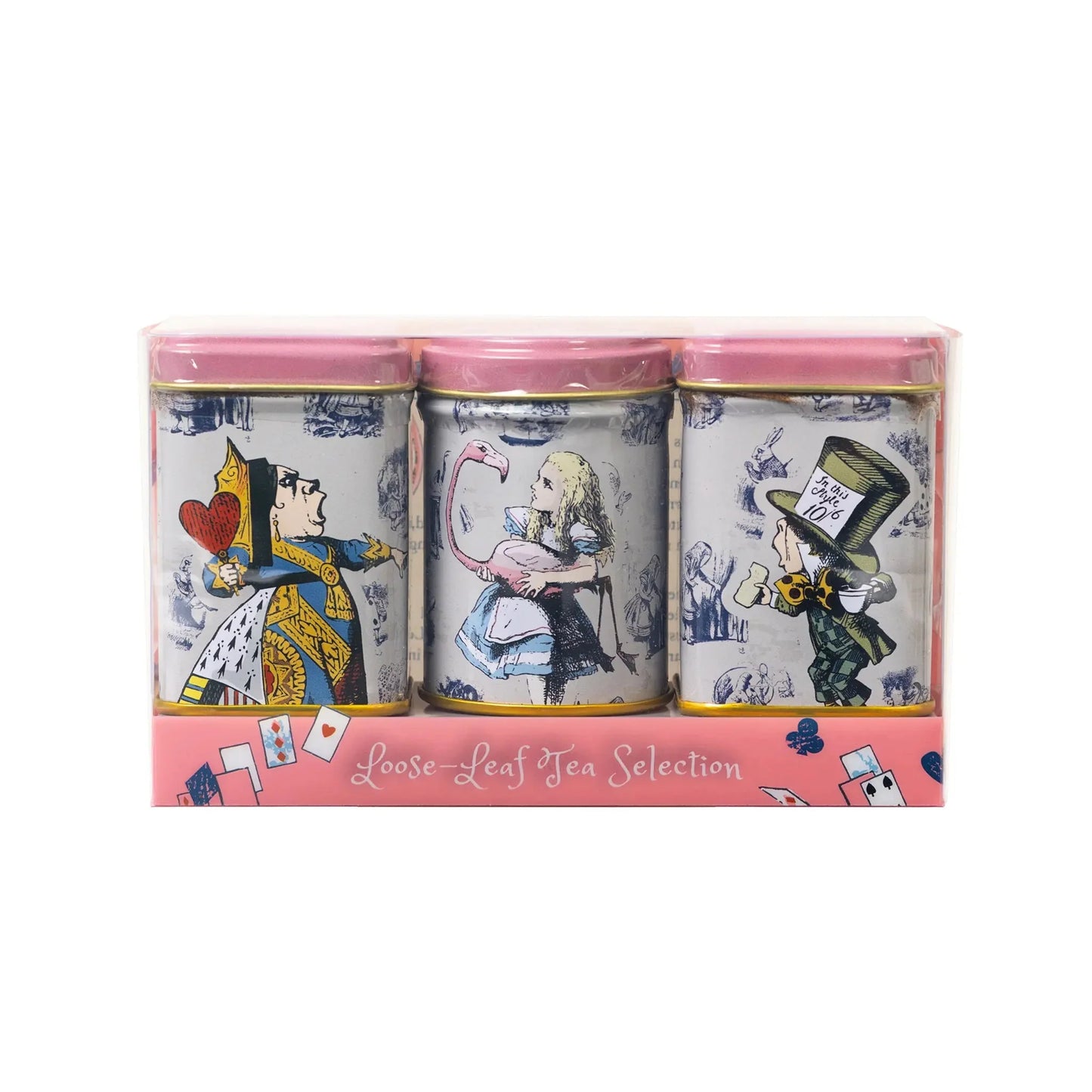 With quotes and illustrations from the original tale, these iconic Alice in Wonderland mini tins feature drawings of Alice, the Mad Hatter and the Queen of Hearts amongst other familiar faces. Includes three tins of tea in a presentation box, making