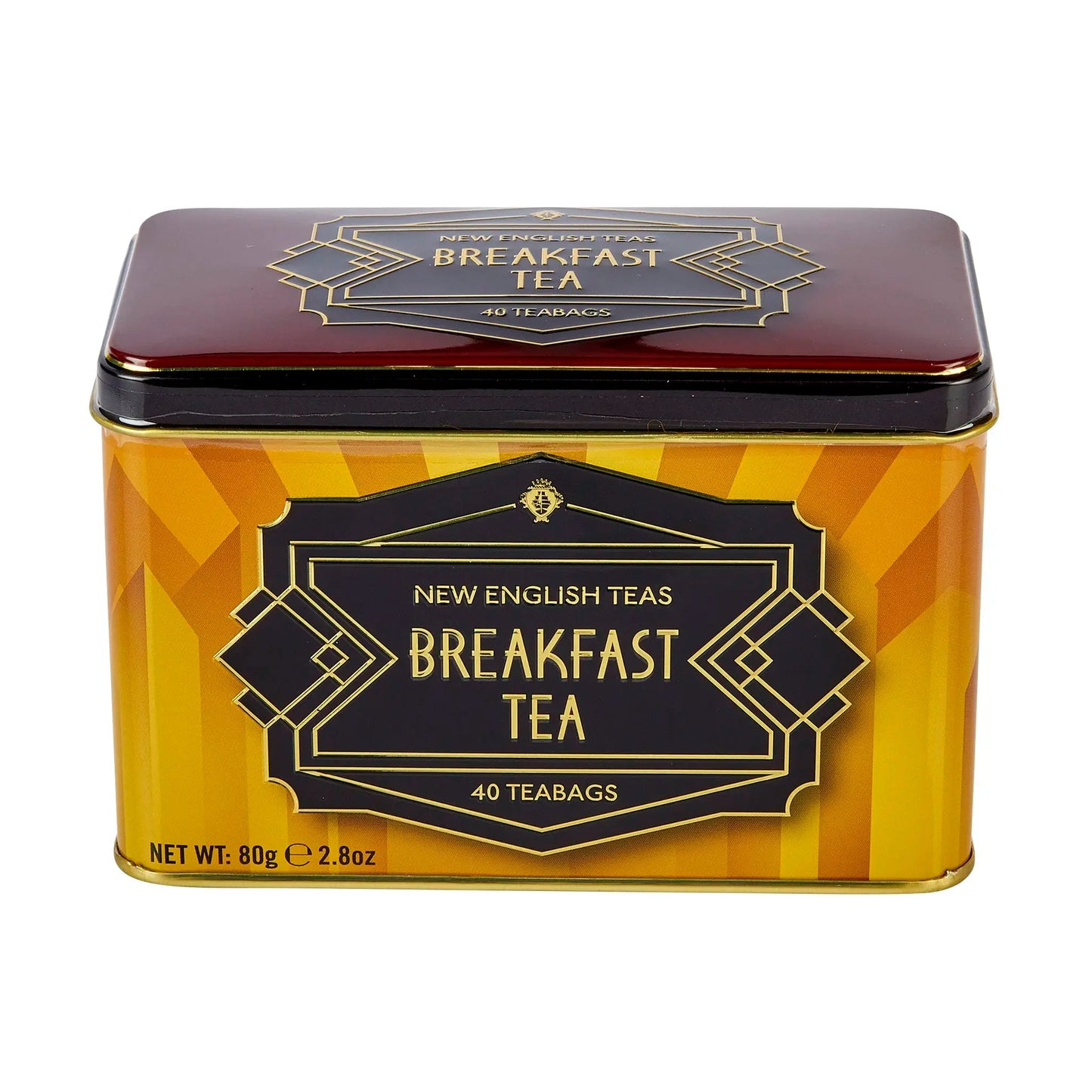 Inspired the visual art movement of the 1920s and 1930s. New English Teas have created this 40 teabag tin to reflect the Art Deco style that could be seen in iconic British buildings & architecture, such as the Daily Express buildings in London, Manc