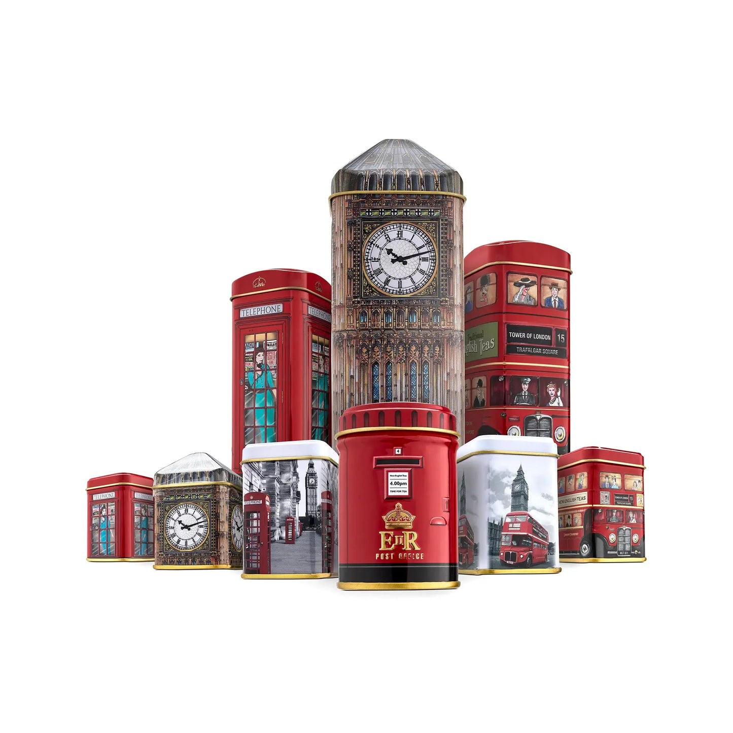 Indulge in the taste of luxury with our Best Of British London Tea Bundle. This exclusive collection boasts a variety of tea tins adorned with iconic London landmarks, a true celebration of quintessentially British culture. Whether displayed as a kee