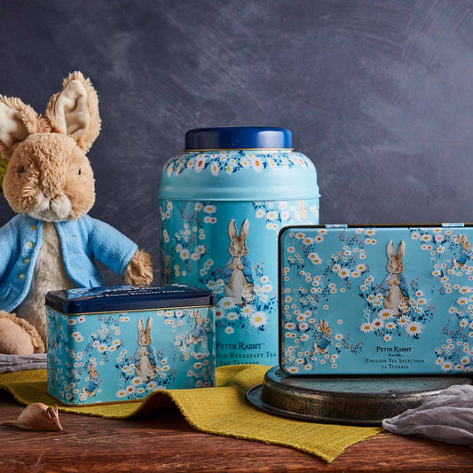 This Peter Rabbit Daisies Collector's Tea Gift Set is the perfect collectible for any Beatrix Potter lover! Get one of each format - an XL 240 Teabag Caddy, 72 Teabag Selection Tin and a Classic 40 Teabag Tin - and show off the elegant and beautiful