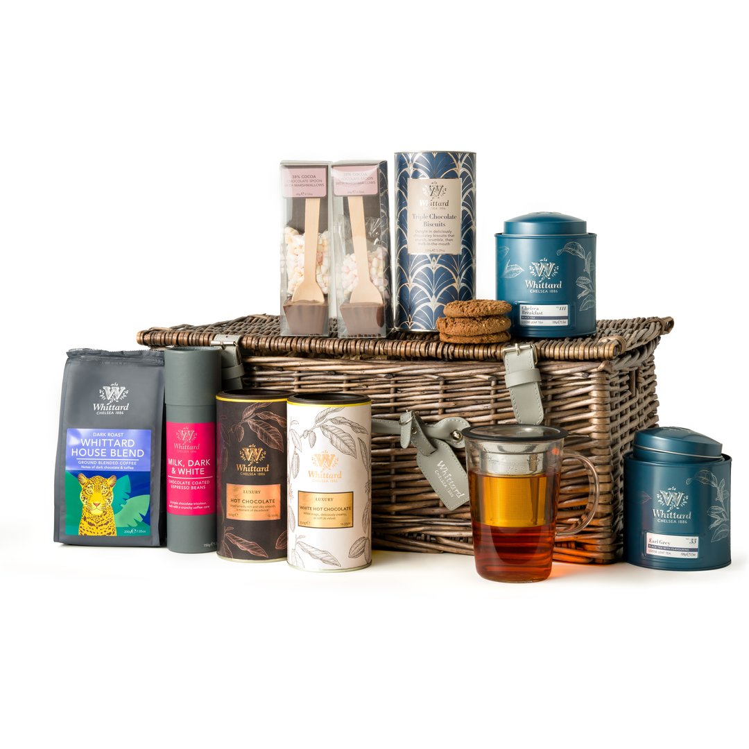 The Luxury Collection Hamper Luxury begins with the finest tea, coffee and hot chocolate. A classic English Breakfast, while Earl Grey is beautifully balanced with flavours of bergamot. Then there's Triple Chocolate Biscuits for delicious dunking. The Pao mug is made from borosilicate glass is heat-resistant and extra durable, and the nifty little black-rimmed silicone lid doubles as a tray for the infuser – not to mention keeping your tea toasty.