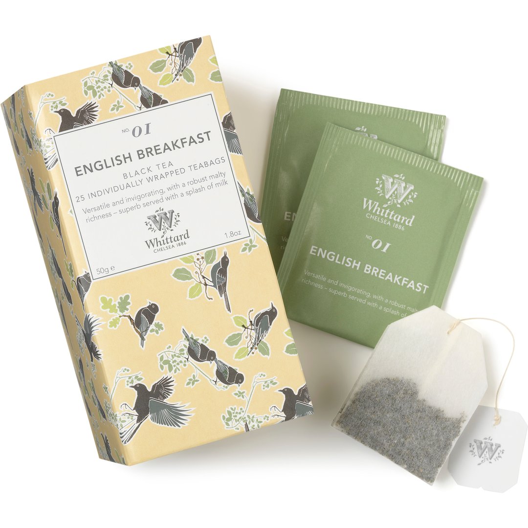 Tea Discoveries English Breakfast Teabags English Breakfast tea became something of a national drink when word got out that Queen Victoria was a fan; Walter Whittard was quick to follow suit, creating his own distinctive blend from a selection of different tea gardens in the West Java region. It’s been a Whittard firm favourite for well over a century now. Our individually wrapped teabags are particularly delicious served with a splash of milk to accompany