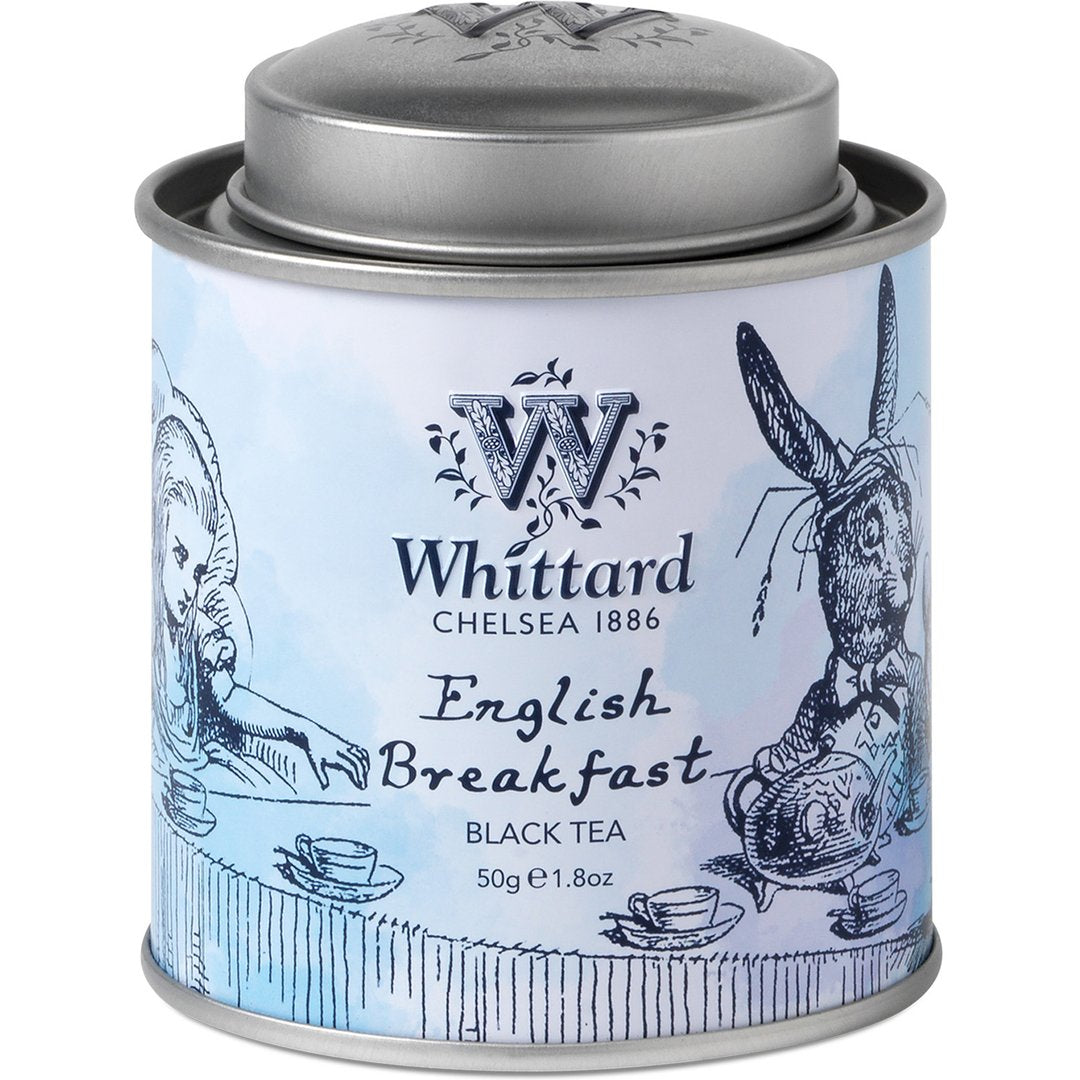 English Breakfast Alice in Wonderland Mini Caddy We love English eccentricity – so we’ve created three mini storage caddies for our most quintessentially English teas, decorated with the original illustrations from Alice in Wonderland. English Breakfast is a popular favourite, and we can’t think of a better tea to serve at a mad tea party down the rabbit-hole… English Breakfast became something of a national drink when word got out that Queen Victoria