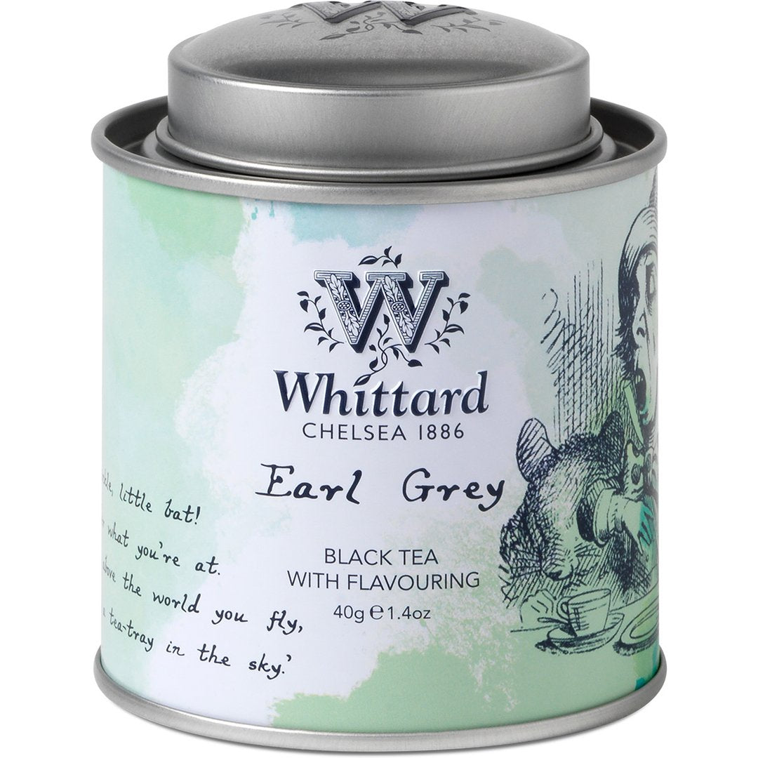 Earl Grey Alice in Wonderland Mini Caddy We love English eccentricity – so we’ve created three mini storage caddies for our most quintessentially English teas, decorated with the original illustrations from Alice in Wonderland. With its unusual bergamot flavouring, Earl Grey is a quirky classic fit for the Mad Hatter himself… Renowned for its wonderful bergamot aroma, Earl Grey tea has become firmly ensconced as an afternoon tea classic.