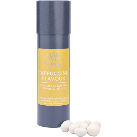 Cappuccino Flavour Espresso Beans Now you can have your coffee and eat it too. As chocolate and coffee are two of our favourite things, we’ve treated our coffee beans to a dreamy coating of the finest white, dark and milk chocolate – we’d call it a triple chocolate tricolour.