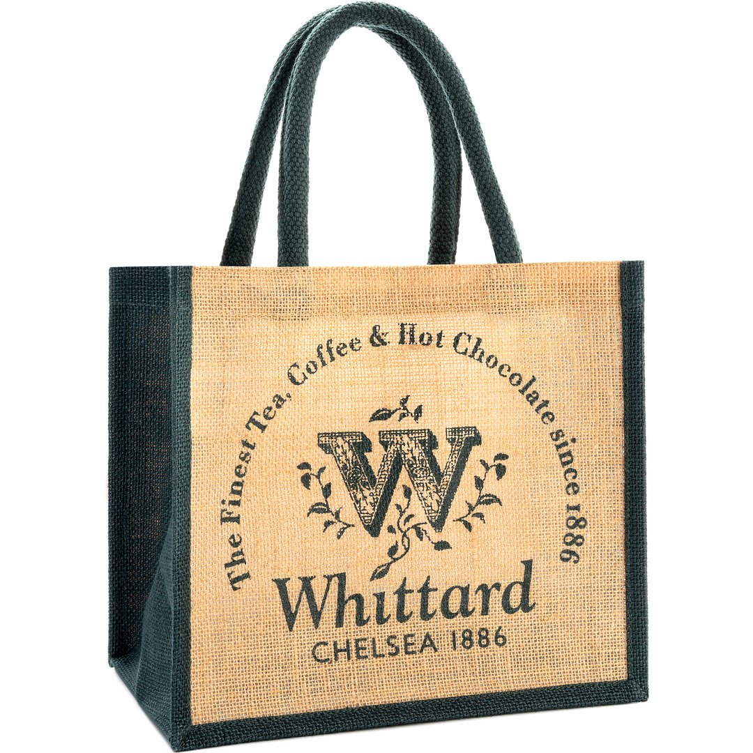 Whittard Small Jute Bag The phrase “Good things come in small packages†fits perfectly into this compact, robust, and most importantly, sustainably sourced bag. Handmade from Jute, an extraordinary and sustainable plant. As a natural product, it is harvested, spun into fibres and then woven into rugs, furniture and bags, just like ours. By purchasing our Small Jute Bag, you will not only be sustainably equipped for those quick runs to the shops