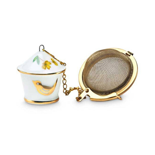 Pip Studio Birdhouse Tea Infuser Loose Leaf Tea Infuser White & Gold Teaware Tea Lover Gift