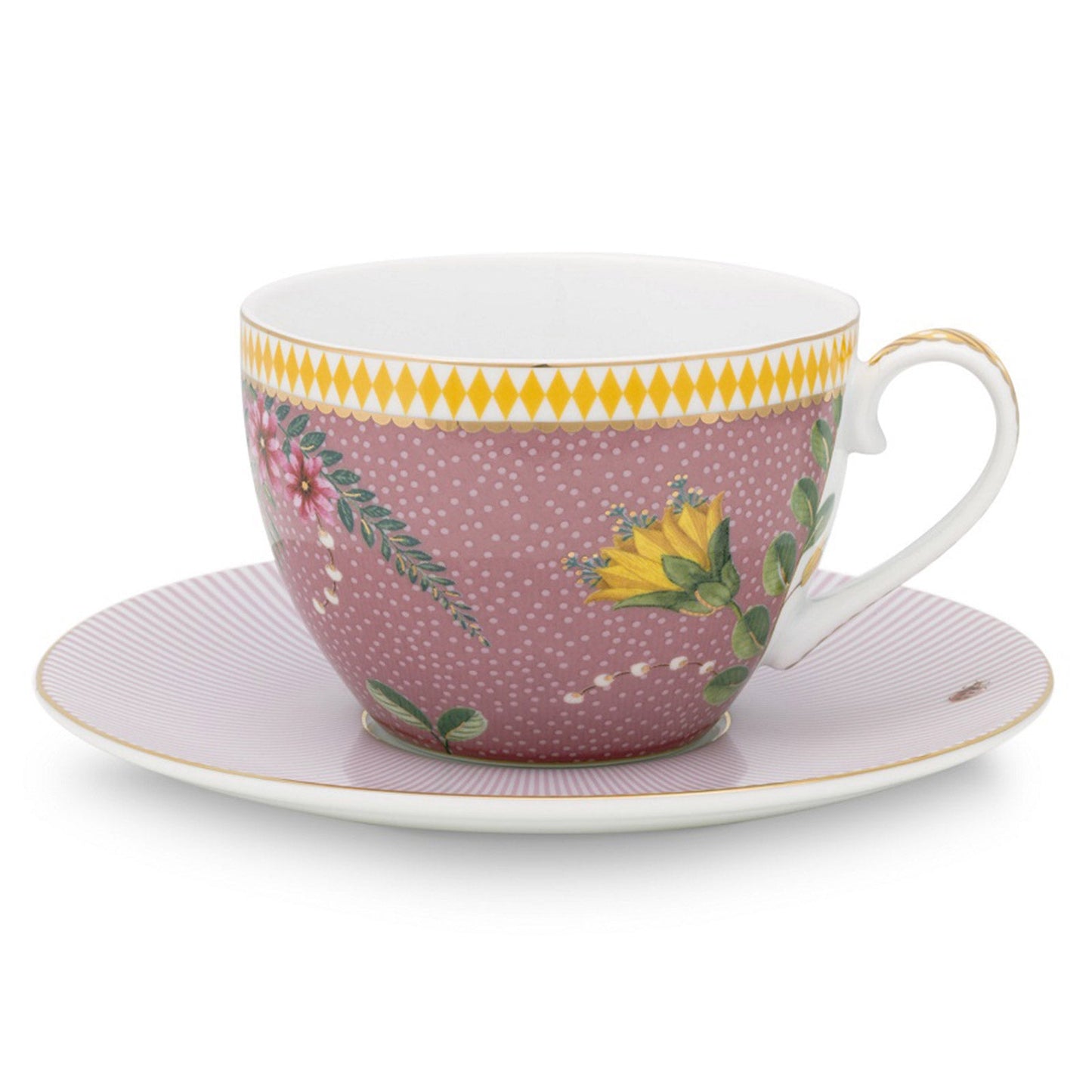 Pip Studio La Majorelle Cup & Saucer Set Perfect for Afternoon Tea Pink Teaware Tea Lover Gift