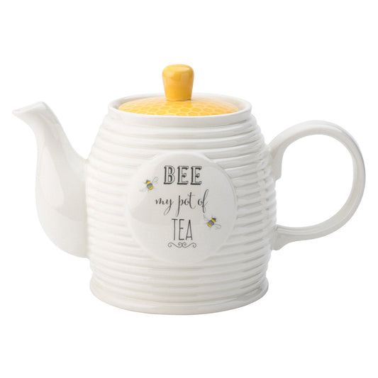 The English Tableware Company Bee Happy Teapot Perfect for Afternoon Tea Teapot White Teaware Tea Lover Gift