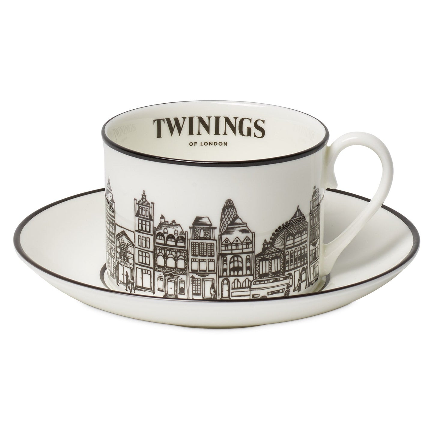 Twinings 216 Strand Cup & Saucer Set Perfect for Afternoon Tea Black Teaware Tea Lover Gift