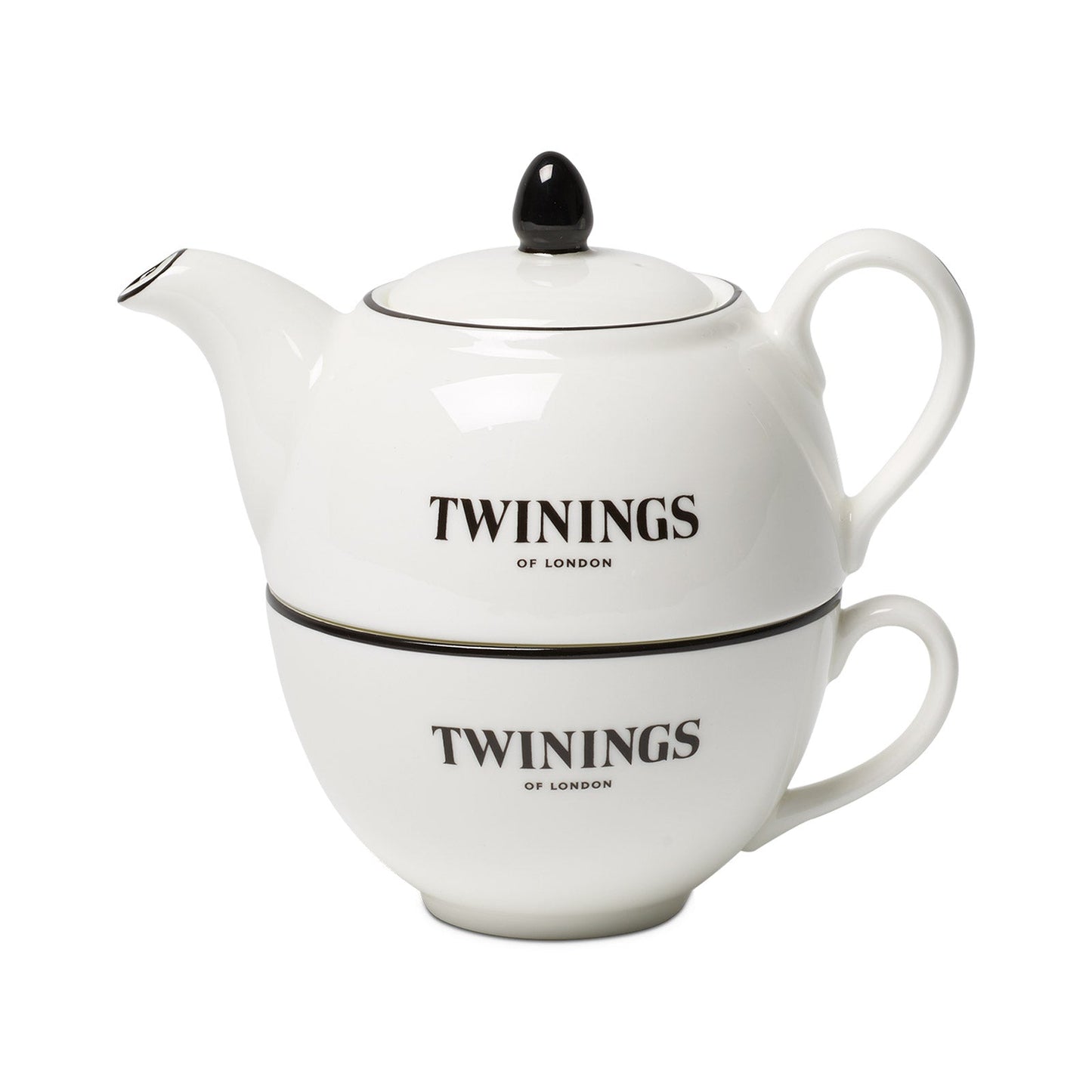 Twinings 216 Strand Teapot & Mug Set Perfect for Afternoon Tea Black Teaware Tea for One Set