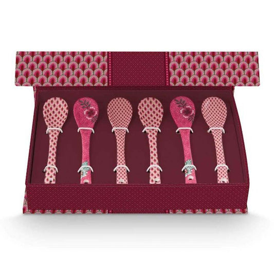 Pip Studio Oriental Flower Festival Set of 6 Teaspoons Pink