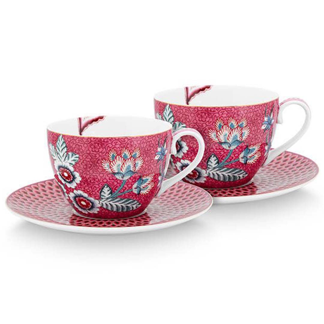 Pip Studio Flower Festival Set of 2 Cups & Saucers Pink