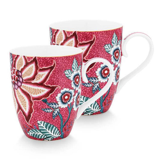 Pip Studio Flower Festival Set of 2 Mugs Pink