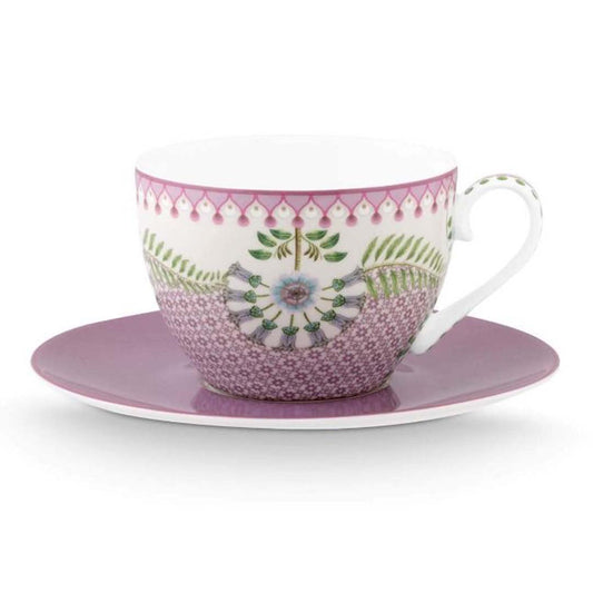 Pip Studio Lily & Lotus Tiles Cup & Saucer Lilac