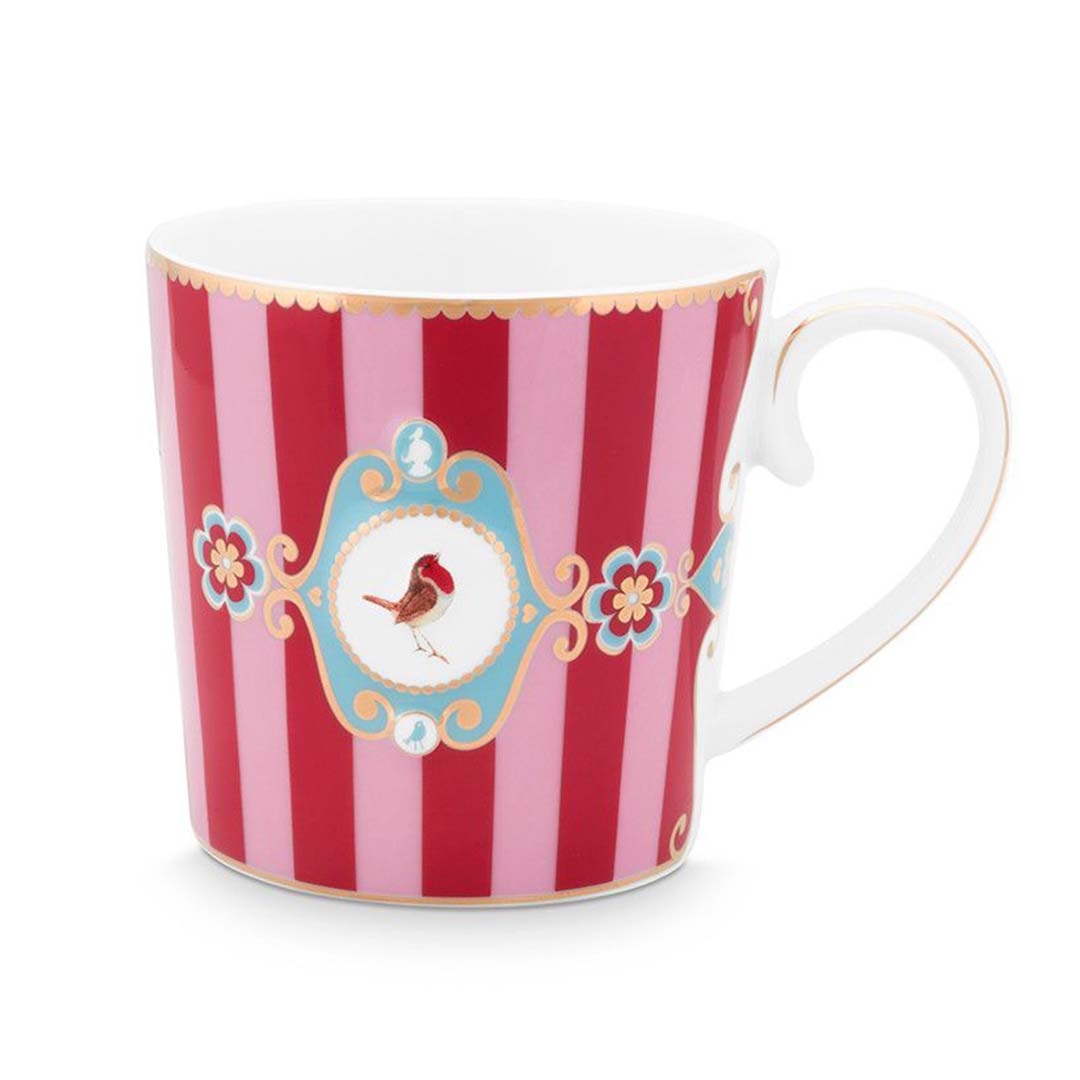 Pip Studio Love Birds Medallion Stripes Mug Red & Pink