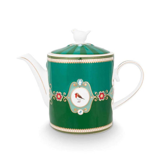 Pip Studio Love Birds Medallion 1.3L Teapot Emerald Green