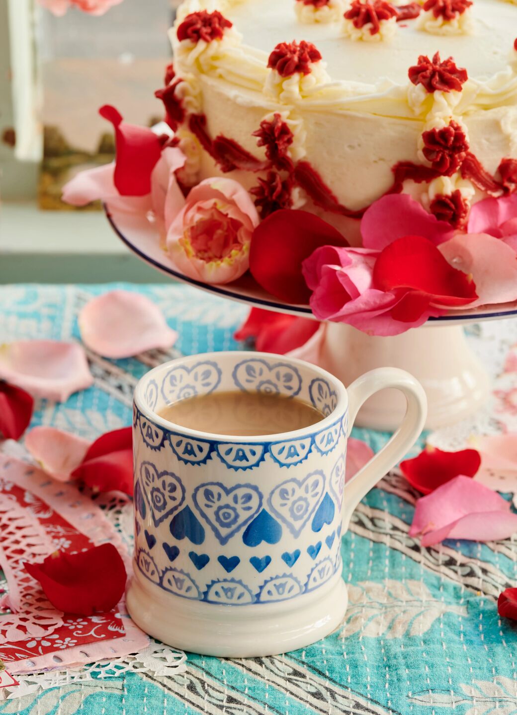 Blue Sampler 1/2 Pint Mug Unique Handmade & Handpainted English Earthenware Tea/Coffee Mug Emma Bridgewater