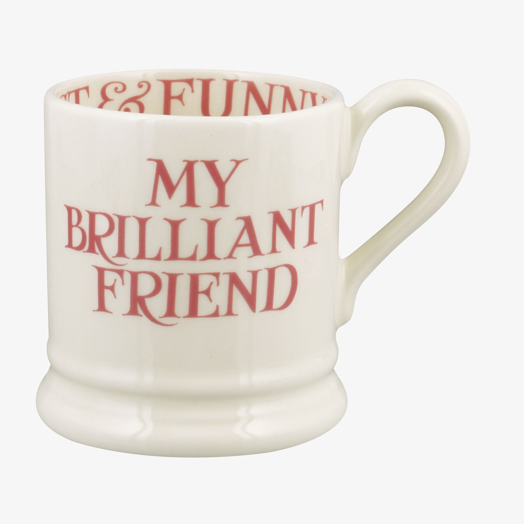 Emma Bridgewater Seconds Pink Toast My Brilliant Friend 1/2 Pint Mug Unique Handmade & Handpainted English Earthenware Tea/Coffee Mug