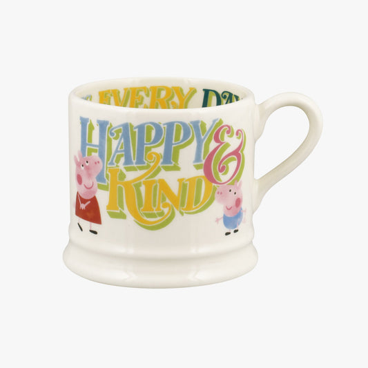 Emma Bridgewater Emma Bridgewater Peppa Pig Happy & Kind Small Mug Unique Handmade & Handpainted English Earthenware Tea/Coffee Mug