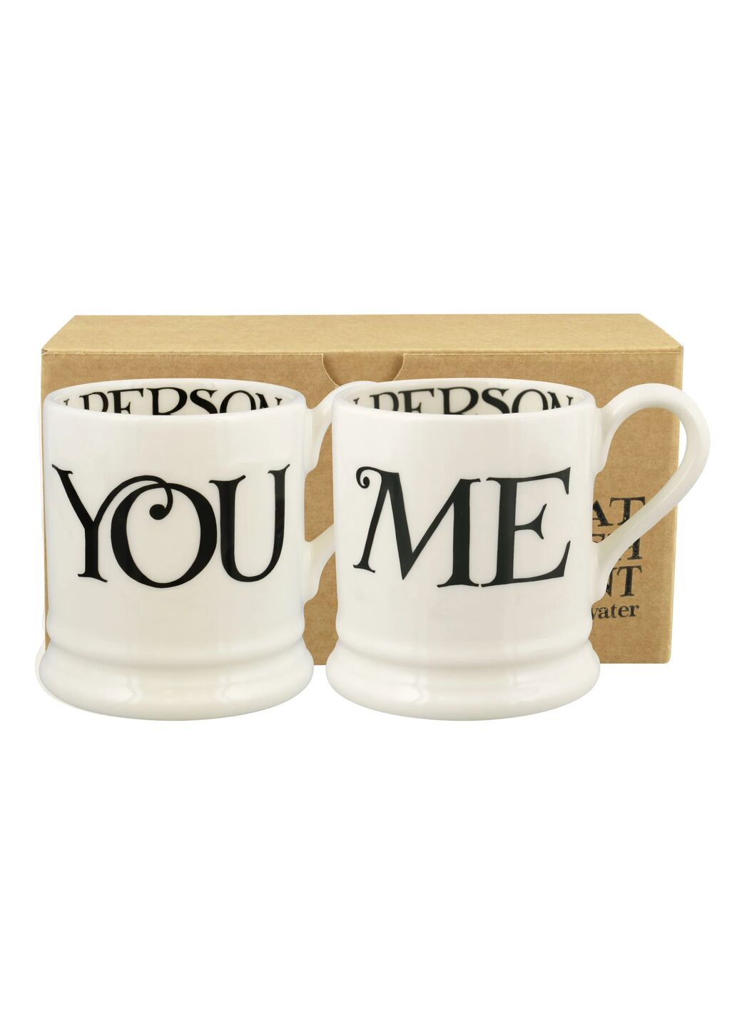 Emma Bridgewater Black Toast You & Me Set Of 2 1/2 Pint Mugs Unique Handmade & Handpainted English Earthenware Tea/Coffee Mug