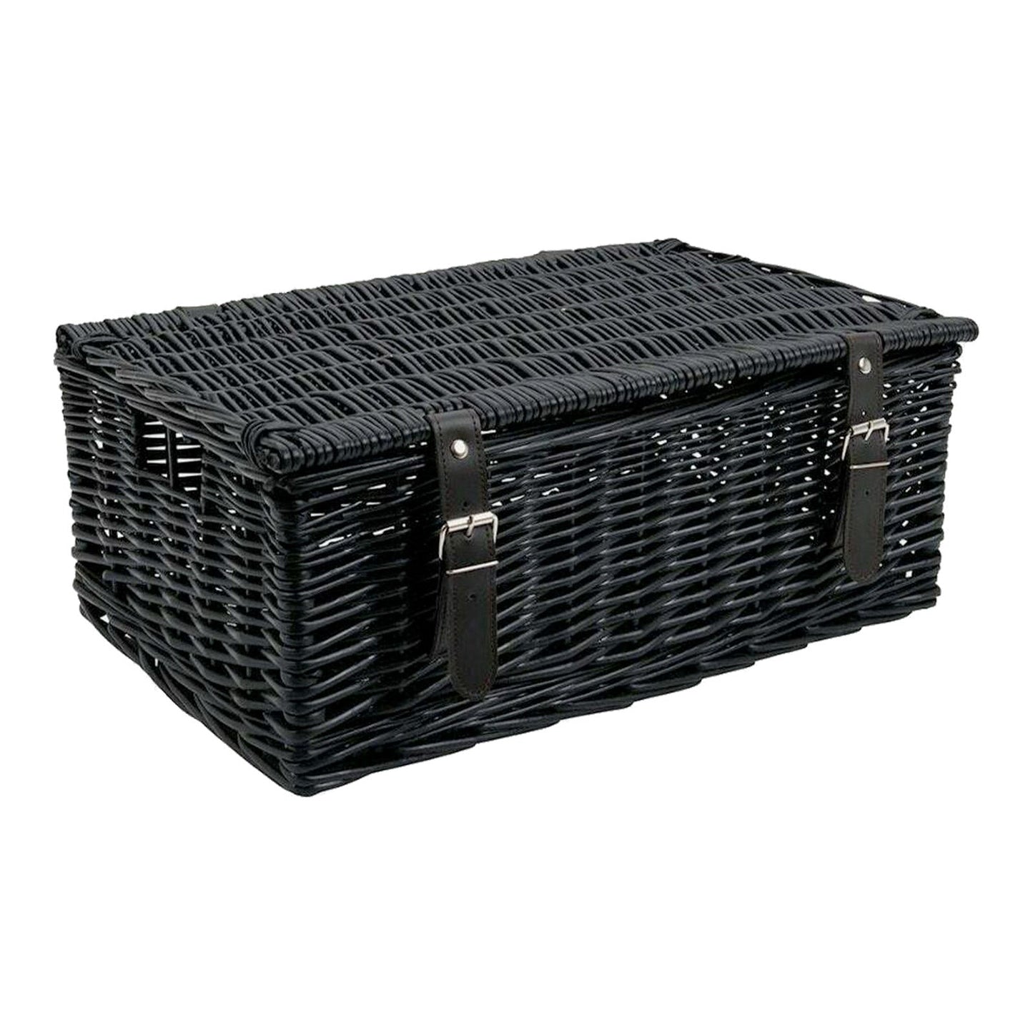 Twinings Empty Wicker Hamper Black 18" Faux Leather Fittings Create Your Own Gift Tea Hamper