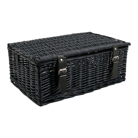 Twinings Empty Wicker Hamper Black 18" Faux Leather Fittings Create Your Own Gift Tea Hamper