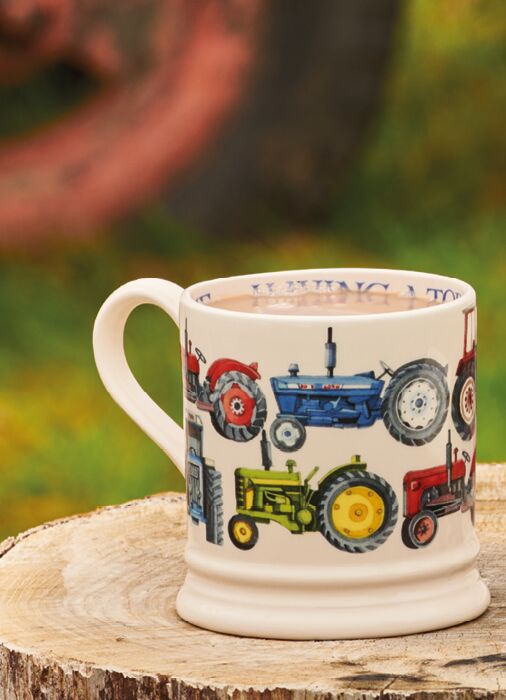 Emma Bridgewater Tractors 1/2 Pint Mug Unique Handmade & Handpainted English Earthenware Tea/Coffee Mug