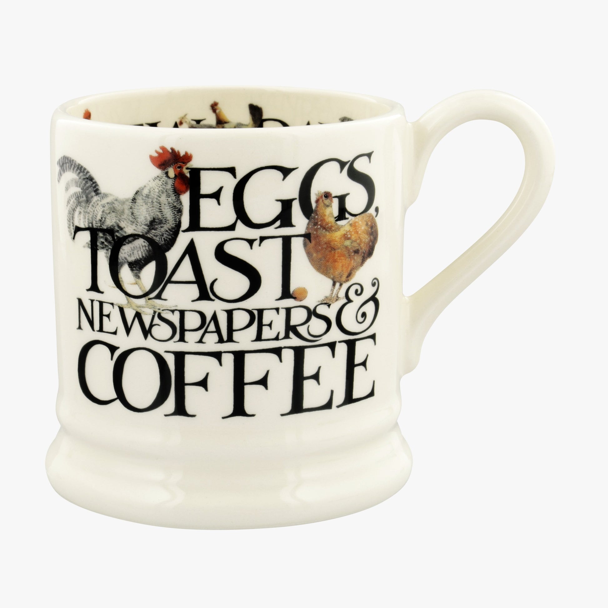 Emma Bridgewater Seconds Rise & Shine Eggs & Toast 1/2 Pint Mug Unique Handmade & Handpainted English Earthenware Tea/Coffee Mug