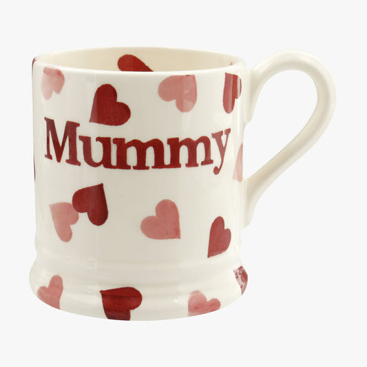 Emma Bridgewater Seconds Pink Hearts Mummy 1/2 Pint Mug Unique Handmade & Handpainted English Earthenware Tea/Coffee Mug