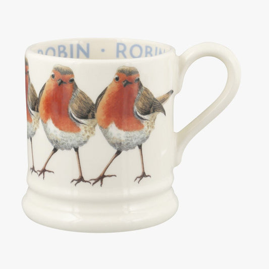 Emma Bridgewater Seconds Birds Robin 1/2 Pint Mug Unique Handmade & Handpainted English Earthenware Tea/Coffee Mug