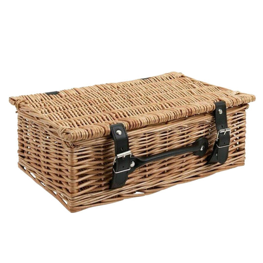 Twinings Empty Wicker Hamper 14" Faux Leather Fittings Create Your Own Gift Tea Hamper