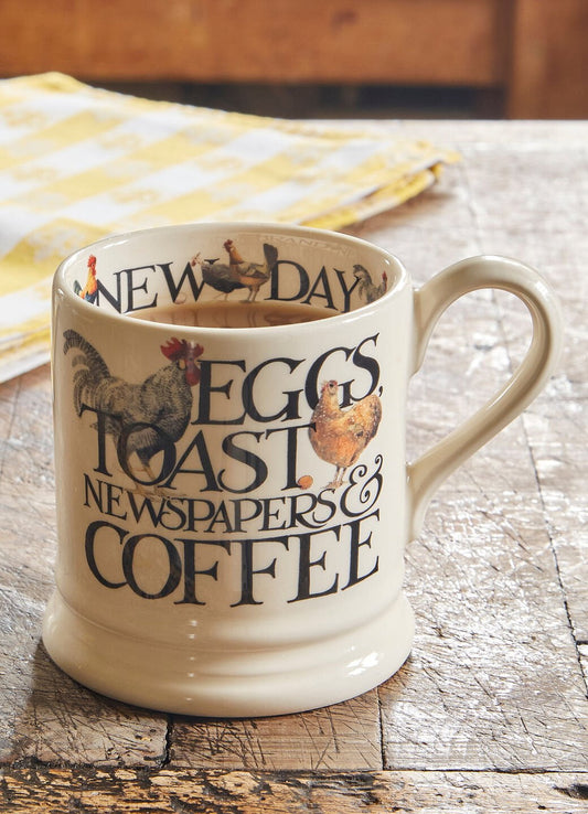 Emma Bridgewater Emma Bridgewater Rise & Shine Eggs & Toast 1/2 Pint Mug Unique Handmade & Handpainted English Earthenware Tea/Coffee Mug