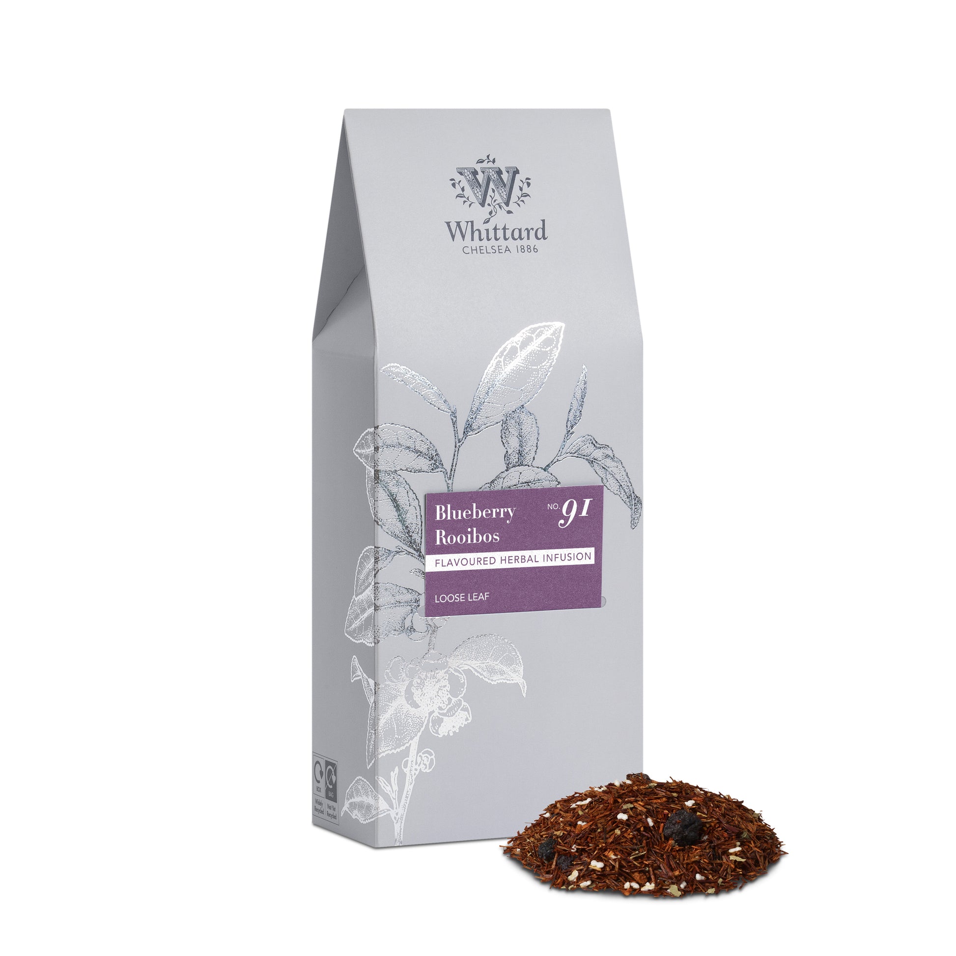 Whittard Blueberry Rooibos Loose Tea Pouch, 100g