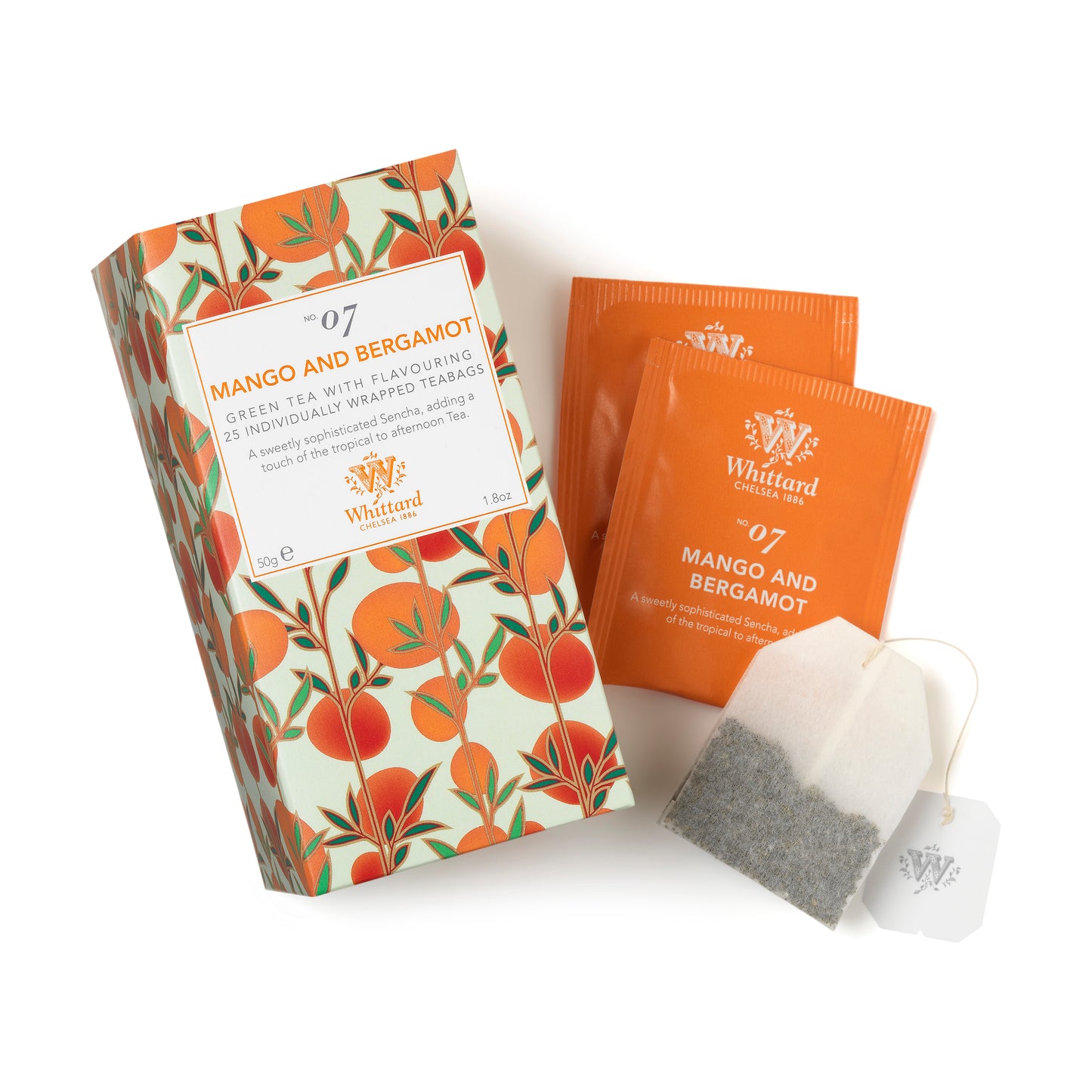 Whittard Tea Discoveries Mango & Bergamot 25 Individually Wrapped Teabags