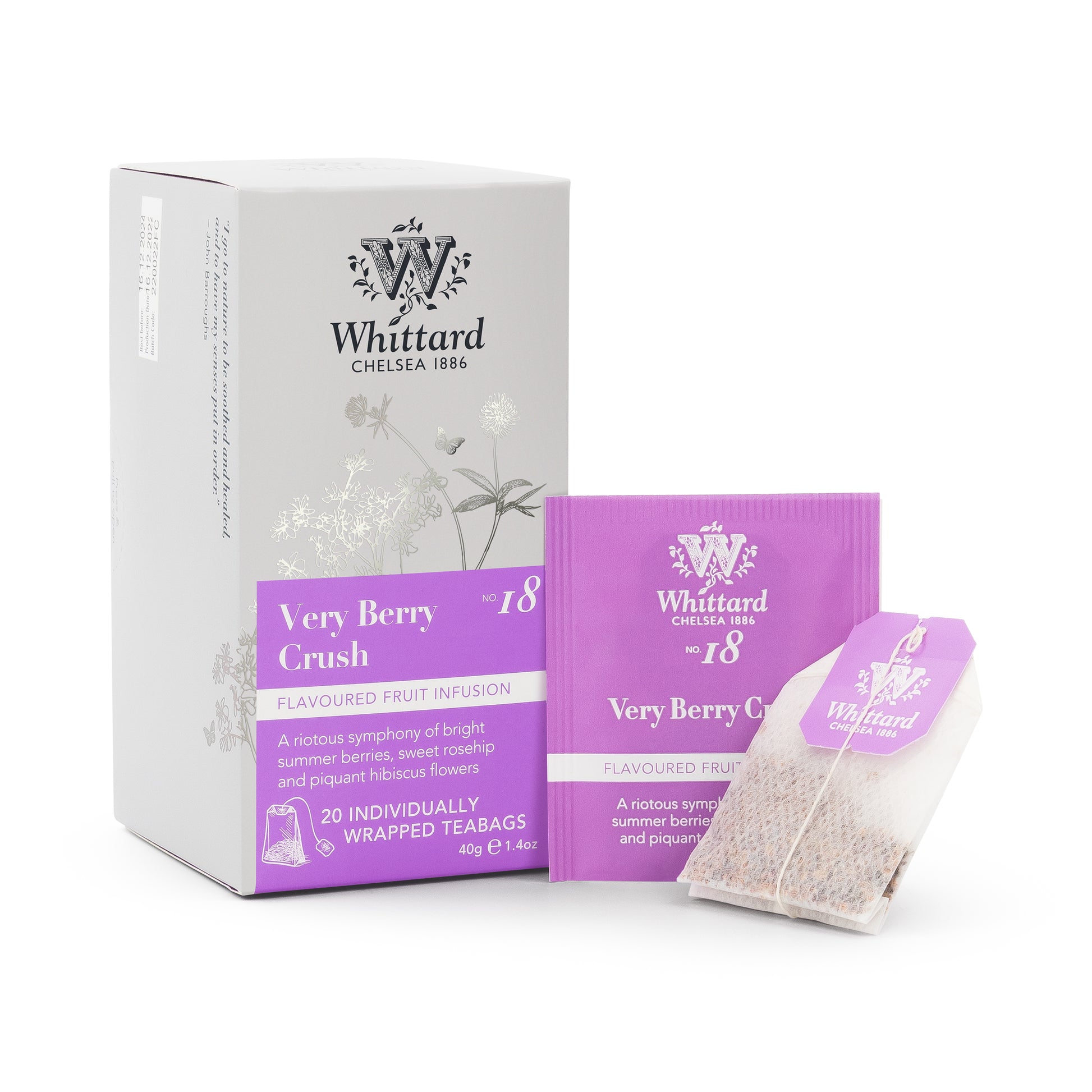 Whittard Very Berry Crush Infusion 20 Individually Wrapped Teabags