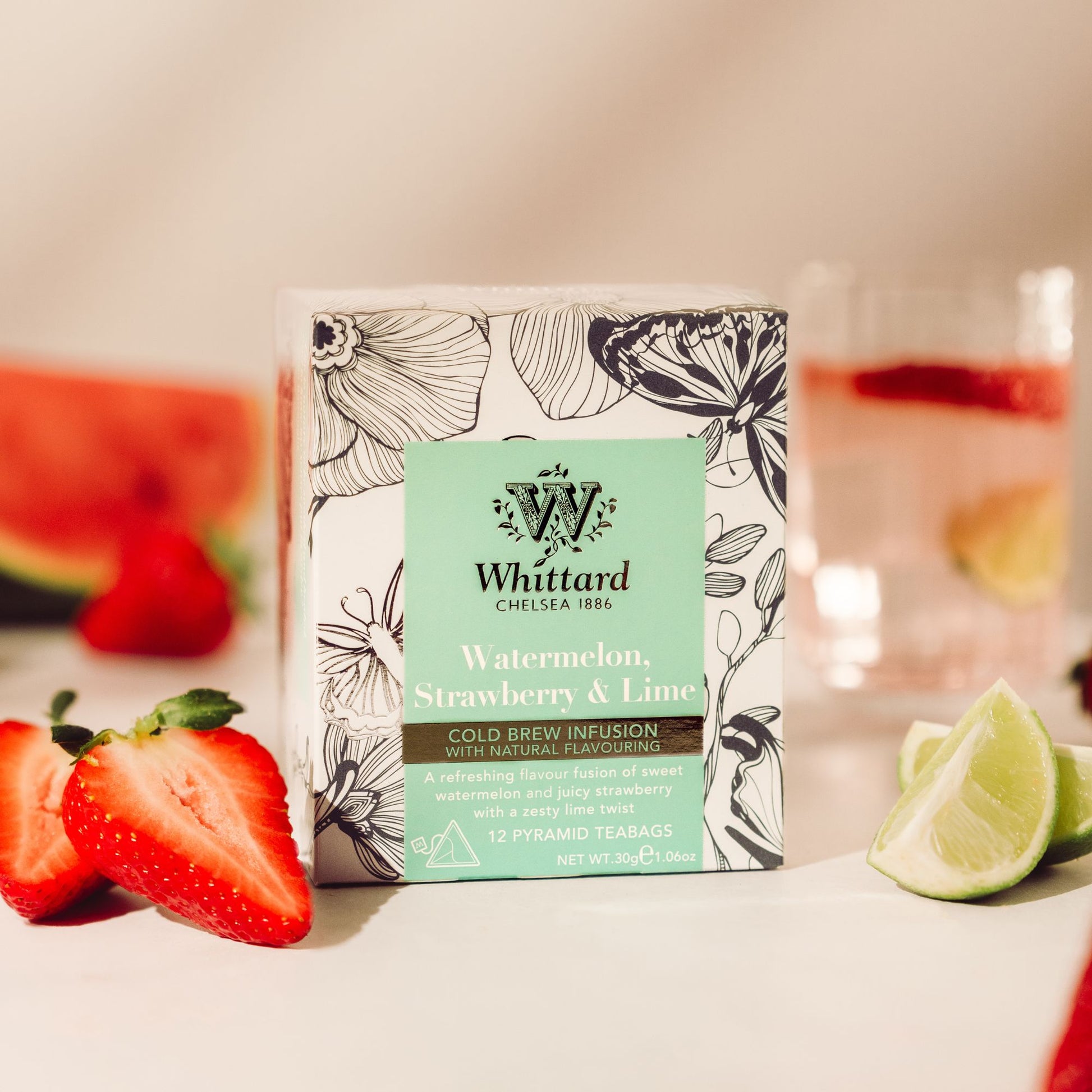 Whittard Cold Brew Watermelon, Strawberry and Lime Infusion Pyramid Teabags