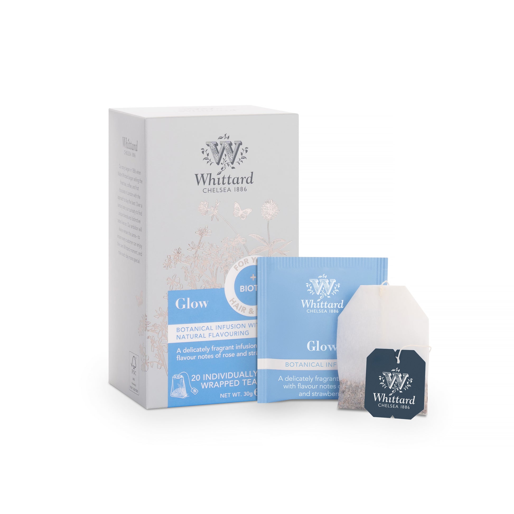 Whittard Glow Botanical Wellness Infusion 20 Individually Wrapped Teabags