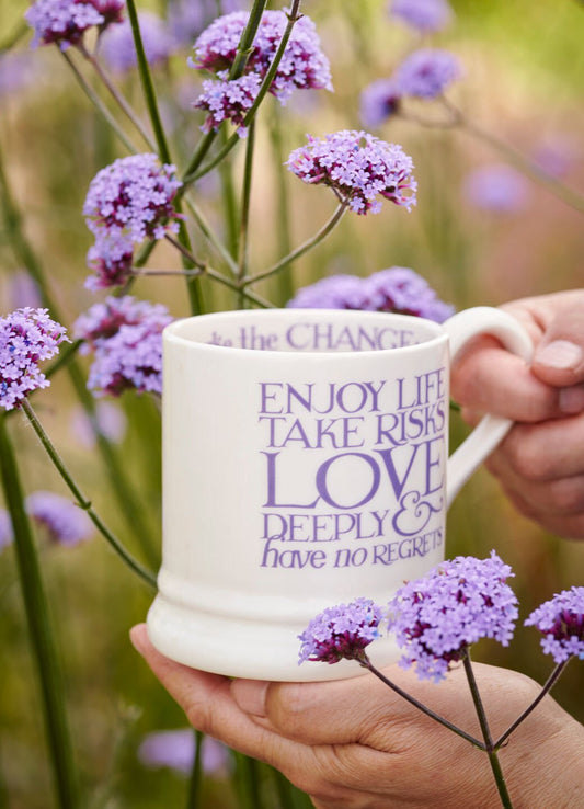 Emma Bridgewater Seconds Purple Toast Bowelbabe 1/2 Pint Mug Unique Handmade & Handpainted English Earthenware Tea/Coffee Mug