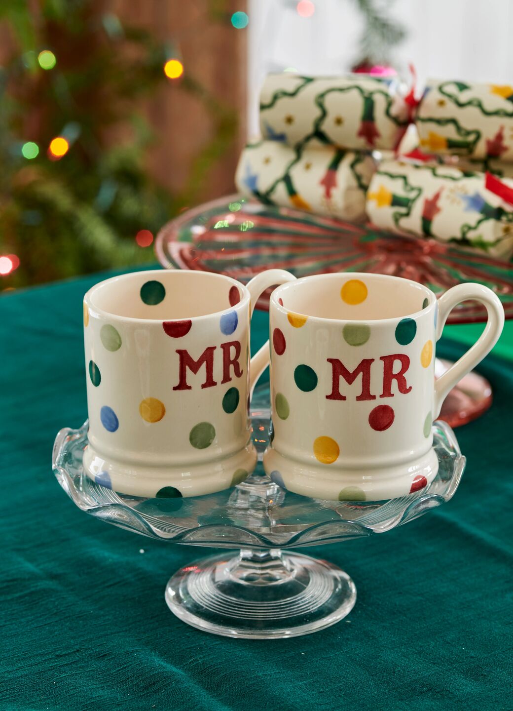 Emma Bridgewater Polka Dot 'Mr & Mr' Set of 2 1/2 Pint Mugs Boxed Unique Handmade & Handpainted English Earthenware Tea/Coffee Mug