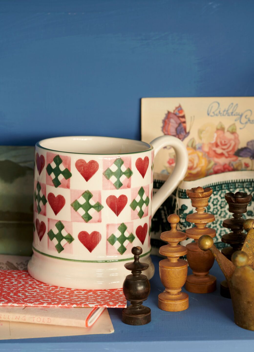 Pink Quilts 1/2 Pint Mug Unique Handmade & Handpainted English Earthenware Tea/Coffee Mug Emma Bridgewater