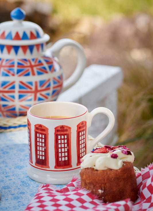 Seconds Telephone Box 1/2 Pint Mug Unique Handmade & Handpainted English Earthenware Tea/Coffee Mug Emma Bridgewater