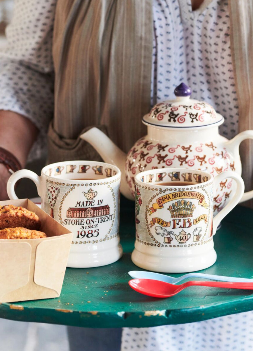 40 Years 1985 2025 1/2 Pint Mug Unique Handmade & Handpainted English Earthenware Tea/Coffee Mug Emma Bridgewater