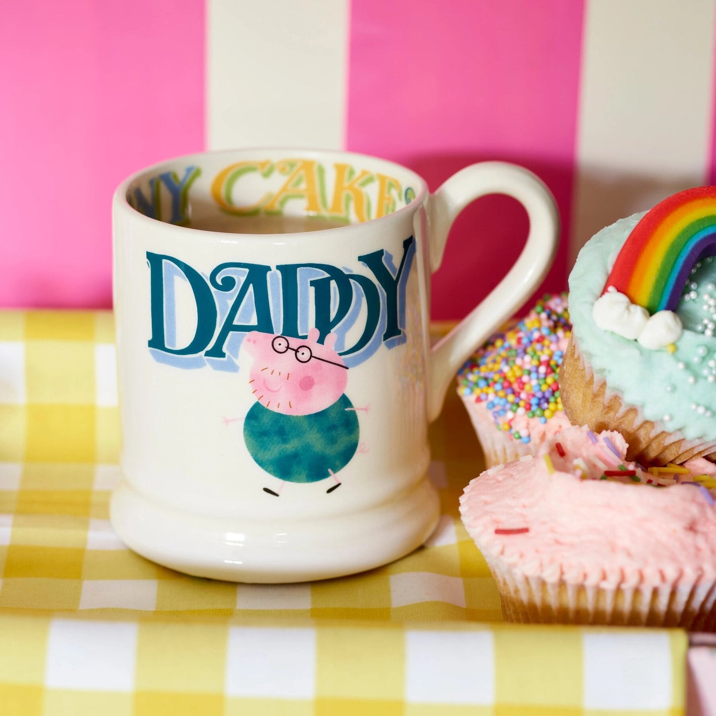 Emma Bridgewater Seconds Peppa Pig Daddy 1/2 Pint Mug Unique Handmade & Handpainted English Earthenware Tea/Coffee Mug