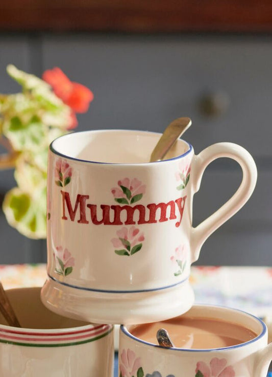 Emma Bridgewater Little Rose Mummy 1/2 Pint Mug Unique Handmade & Handpainted English Earthenware Tea/Coffee Mug