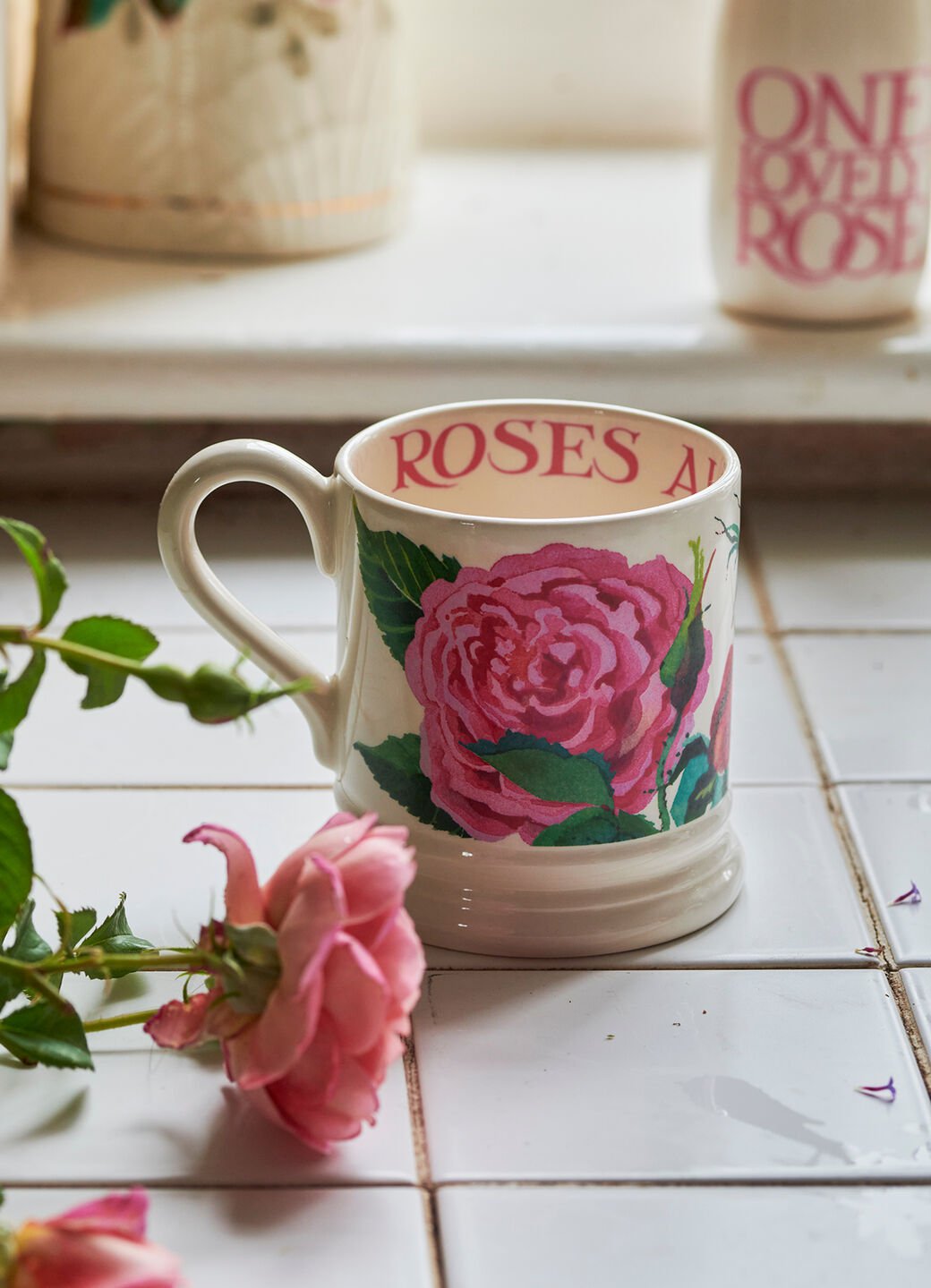 Seconds Emma's Rose 1/2 Pint Mug Unique Handmade & Handpainted English Earthenware Tea/Coffee Mug Emma Bridgewater