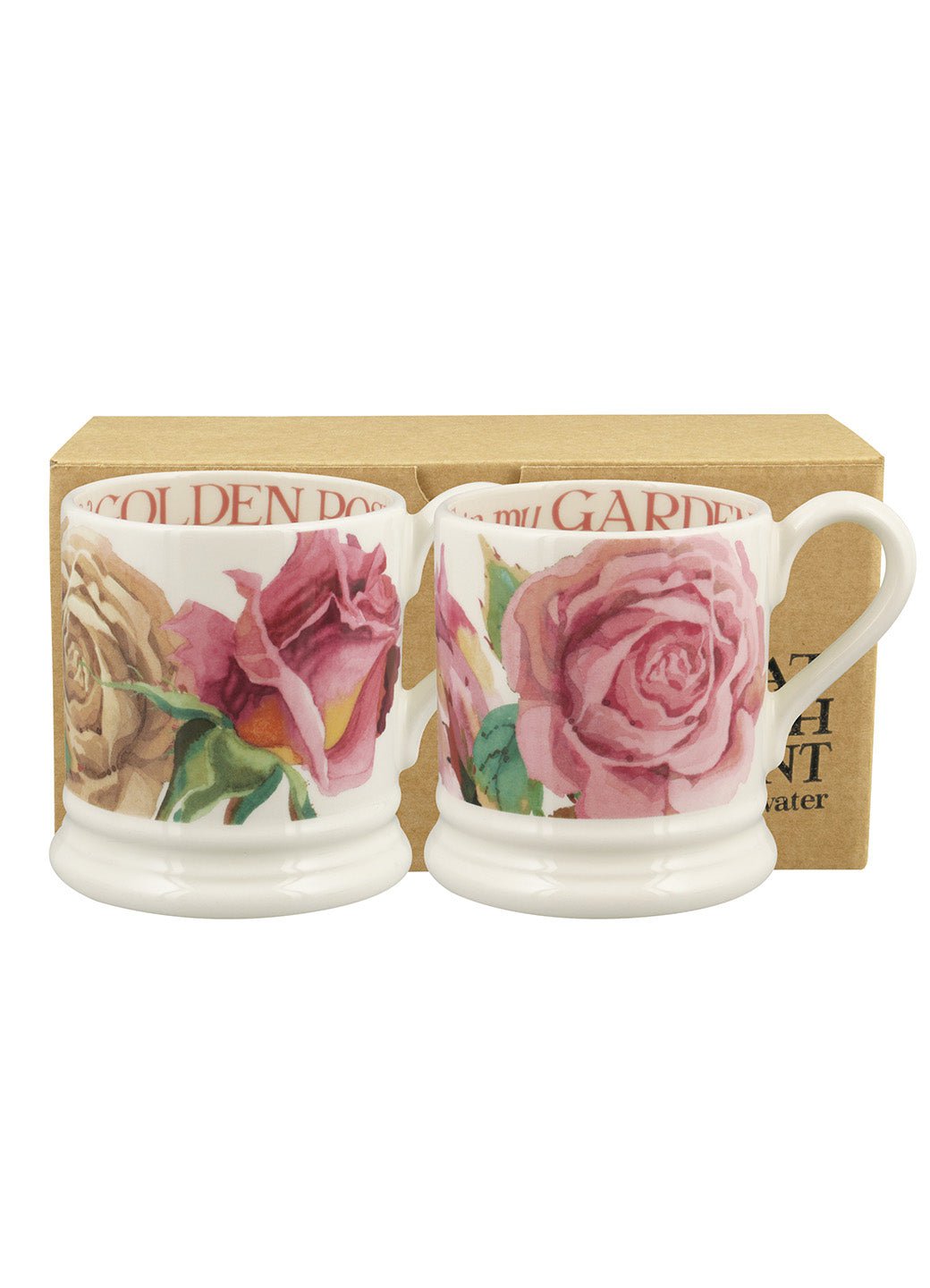 Emma Bridgewater Roses Set Of 2 1/2 Pint Mugs Boxed Unique Handmade & Handpainted English Earthenware Tea/Coffee Mug