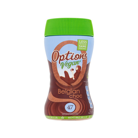 Options Vegan Hot Chocolate Belgian Chocolate 220g Jar Instant Hot Chocolate Plant Based Dairy Free Hot Chocolate